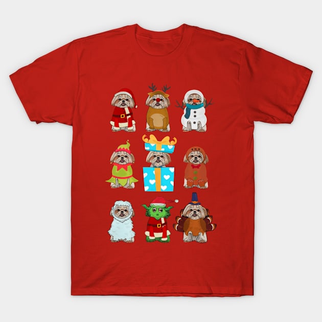 Shih Tzu Christmas T-Shirt by ladonna marchand